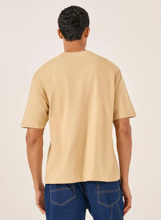 Styli Embroidered Badge Detail Cotton Oversized T-Shirt