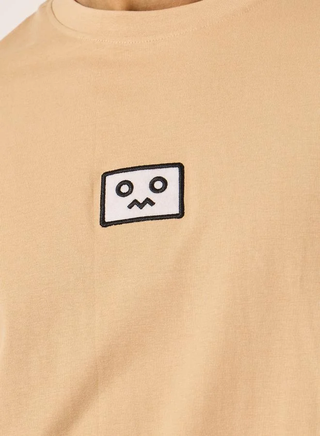 Styli Embroidered Badge Detail Cotton Oversized T-Shirt
