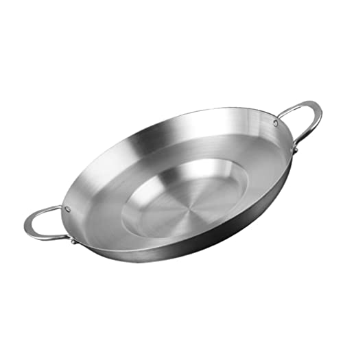 Hemoton 19.7 Inch Stainless Steel Concave Mexican Skillet Pan for Deep Frying and Stir Frying Compatible with Gas and Induction Cookers - Image 4