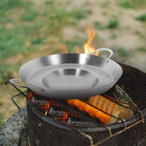 Hemoton 19.7 Inch Stainless Steel Concave Mexican Skillet Pan for Deep Frying and Stir Frying Compatible with Gas and Induction Cookers - Image 5