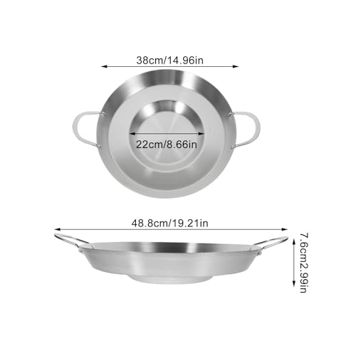 Hemoton 19.7 Inch Stainless Steel Concave Mexican Skillet Pan for Deep Frying and Stir Frying Compatible with Gas and Induction Cookers - Image 2