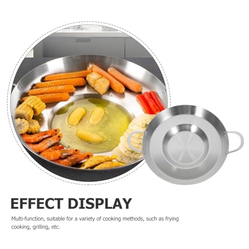 Hemoton 19.7 Inch Stainless Steel Concave Mexican Skillet Pan for Deep Frying and Stir Frying Compatible with Gas and Induction Cookers - Image 3