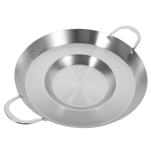 Hemoton 19.7 Inch Stainless Steel Concave Mexican Skillet Pan for Deep Frying and Stir Frying Compatible with Gas and Induction Cookers - Image 1