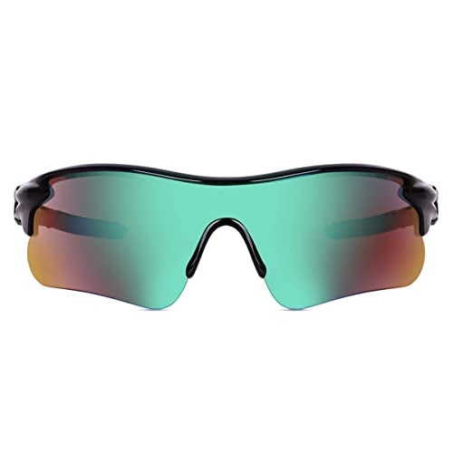 Dark Wost Sports Sunglasses for Cycling Cricket Trekking || Full Coverage || UV 400 Protection || Mirrored Lens || Free Case Box || Pack Of 1 (GREEN BLACK) - Image 2