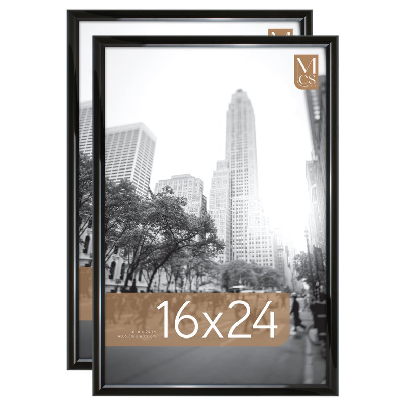 MCS إطار ملصق MCS Trendsetter 16x24 أسود لامع عمودي أفقي للتعليق على الحائط مجموعة كبيرة من إطارات الصور والملصقات 2 حزمة - Image 1