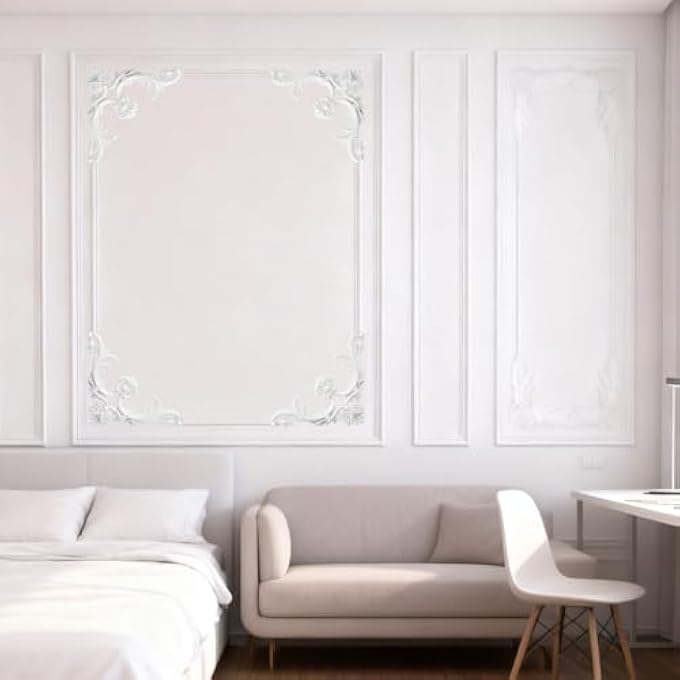 4 PACK CEILING MOLDING KIT - 13.4'' X 13.4'' FRENCH STYLE CORNERS MURALS TRIM ACCENT WALL DECOR WITH FLOWERS PATTERN DECORATIVE PANELS FOR INTERIOR MEDALLION WALL DOOR CABINET STAIRCASE DIY PROJECT - Image 3