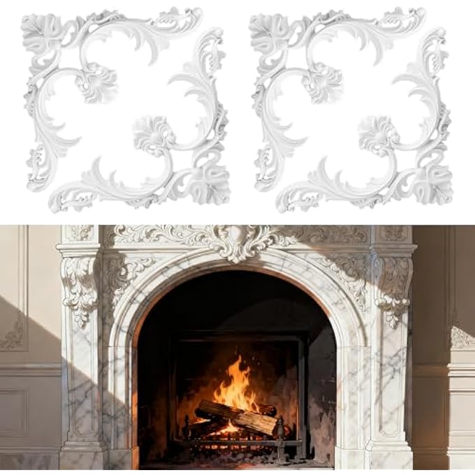 4 PACK CEILING MOLDING KIT - 13.4'' X 13.4'' FRENCH STYLE CORNERS MURALS TRIM ACCENT WALL DECOR WITH FLOWERS PATTERN DECORATIVE PANELS FOR INTERIOR MEDALLION WALL DOOR CABINET STAIRCASE DIY PROJECT - Image 1