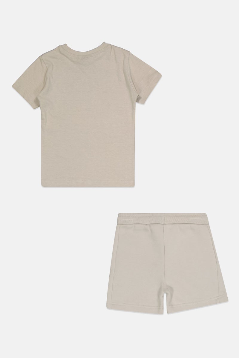 Nicce Toddlers Boy 2 Pieces Brand Logo T-Shirt And Short Set, Light Grey - Image 2