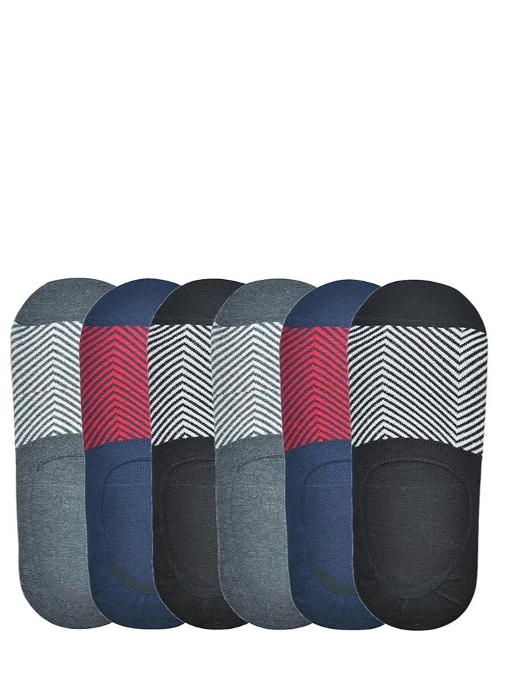 DIAMOND TOE جوارب رجالية غير مرئية من القطن المخملي 6 أزواج - جوارب لوفر غير قابلة للانزلاق - بطانات غير مرئية - مقاس EU 40 إلى 45 - Image 1
