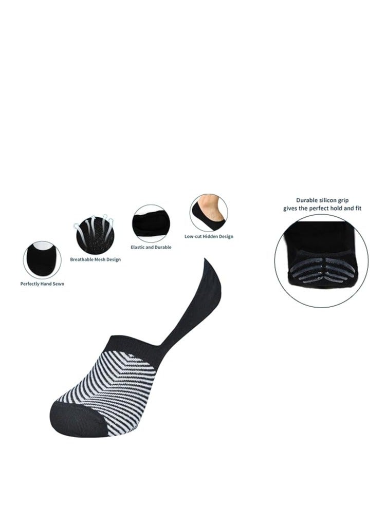 DIAMOND TOE جوارب رجالية غير مرئية من القطن المخملي 6 أزواج - جوارب لوفر غير قابلة للانزلاق - بطانات غير مرئية - مقاس EU 40 إلى 45 - Image 3