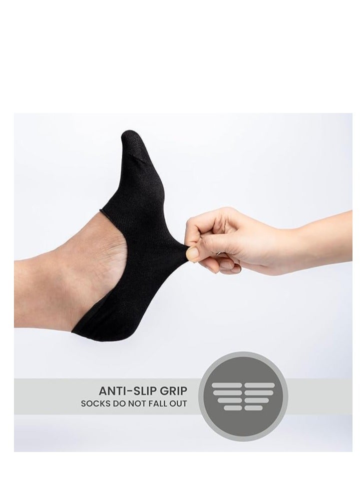 DIAMOND TOE جوارب رجالية غير مرئية من القطن المخملي 6 أزواج - جوارب لوفر غير قابلة للانزلاق - بطانات غير مرئية - مقاس EU 40 إلى 45 - Image 4