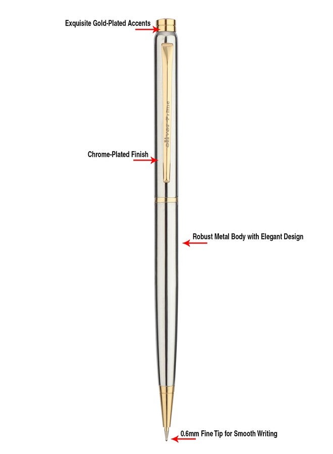 Oliver Prime CN G Executive Ball Pen – Premium Chrome Finish with Gold Detailing & Smooth Twist Action - Image 4