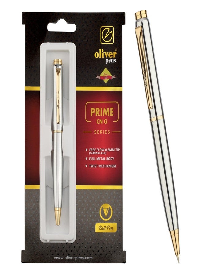 Oliver Prime CN G Executive Ball Pen – Premium Chrome Finish with Gold Detailing & Smooth Twist Action - Image 2