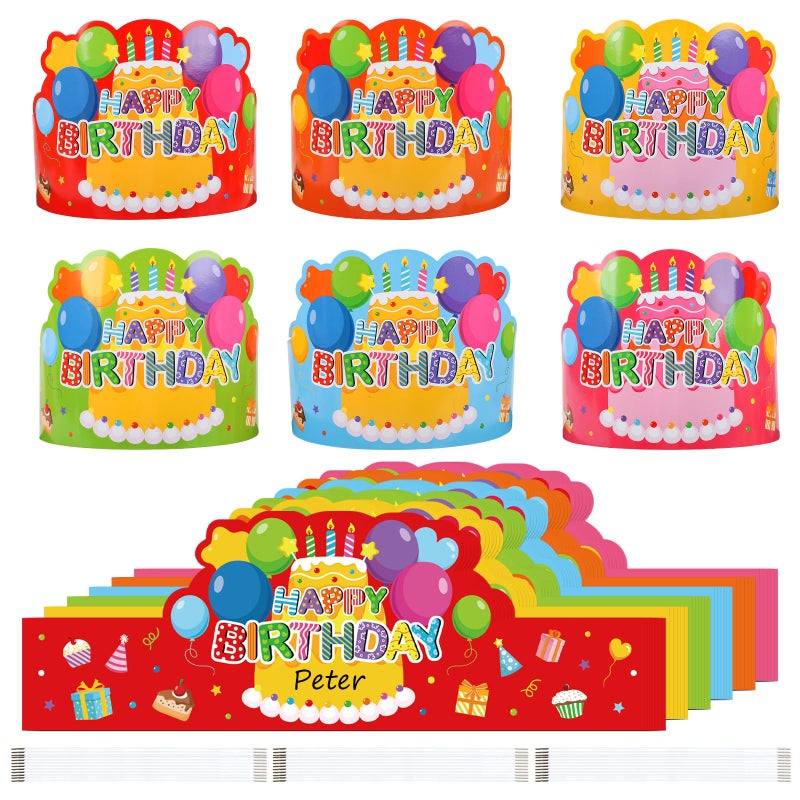 Sereliy 36 Pack Birthday Crowns for Kids Classroom Paper Adjustable Birthday Hat Crowns for School Party Supplies Colorful 36 - Image 2