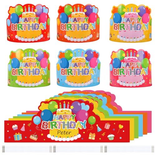 Sereliy 36 Pack Birthday Crowns for Kids Classroom Paper Adjustable Birthday Hat Crowns for School Party Supplies Colorful 36 - Image 1