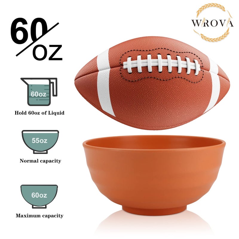 Wrova Wheat Straw Bowls Set 60 OZ Unbreakable Large Cereal Bowls Set of 6 Microwave and Dishwasher Safe Bowls Big Bowls for Eating BPA Free Soup Bowl for Serving Oatmeal and Salad Orange - Image 3
