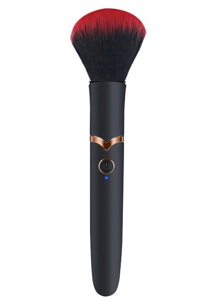 SYOSI Electric Makeup Brush, 10 Gears Vibration Massage makeup Brush, Works with Foundation, Concealer or Blush, Rechargeable Adjustable Loose Powder Brush (Black Red) - Image 1