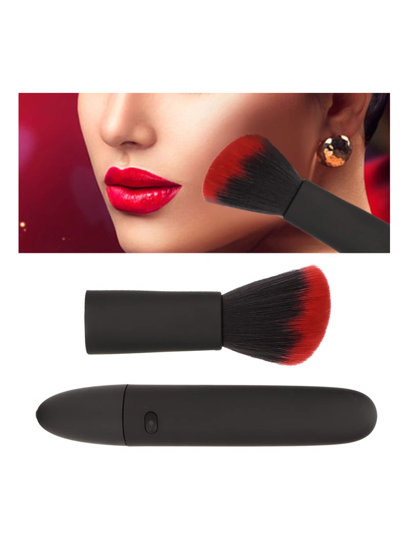 SYOSI Electric Makeup Brush, 10 Gears Vibration Massage makeup Brush, Works with Foundation, Concealer or Blush, Rechargeable Adjustable Loose Powder Brush (Black Red) - Image 2
