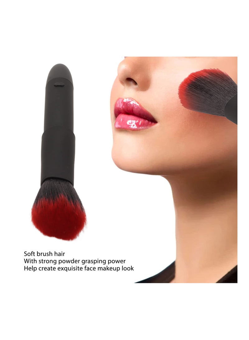SYOSI Electric Makeup Brush, 10 Gears Vibration Massage makeup Brush, Works with Foundation, Concealer or Blush, Rechargeable Adjustable Loose Powder Brush (Black Red) - Image 3