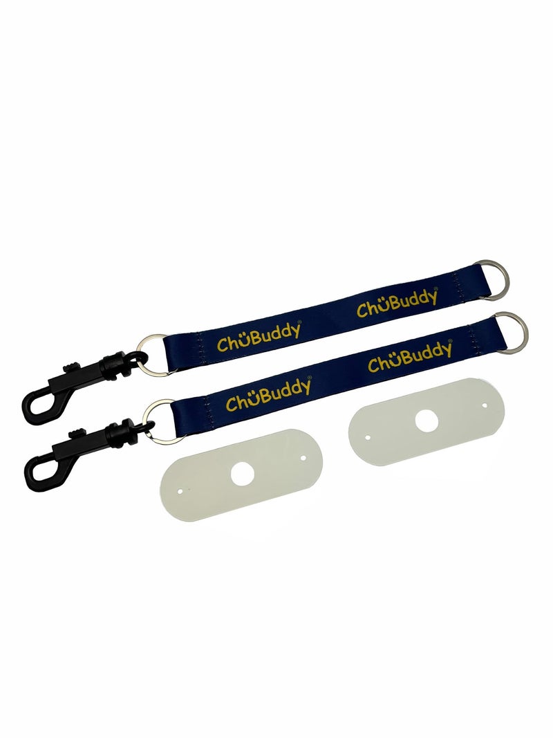 Chubuddy Navy Sublimated Chewy Holders Set of 2 Durable Safe and Washable Chew Toy Tethers for Sensory Kids Autism ADHD and Oral Motor Needs