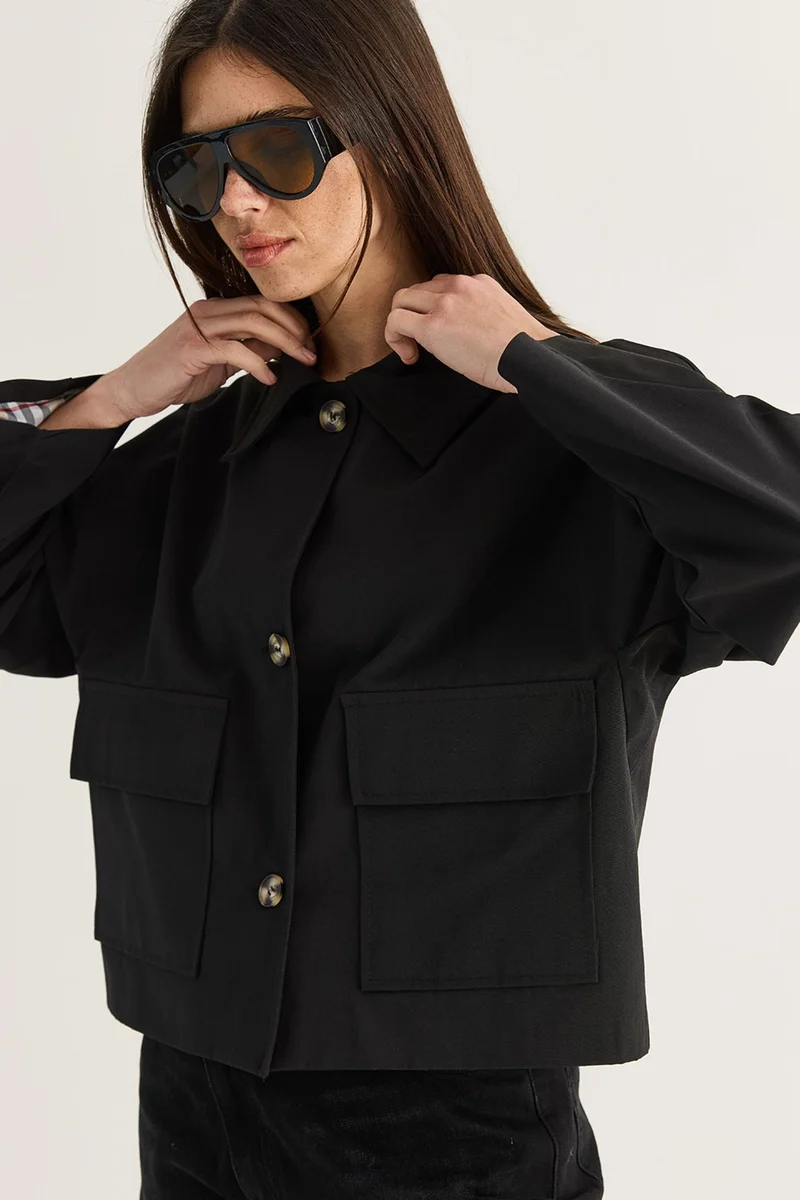 Bianco Lucci Black LUCCI Women's Trench Coat for Women | Best Price UAE