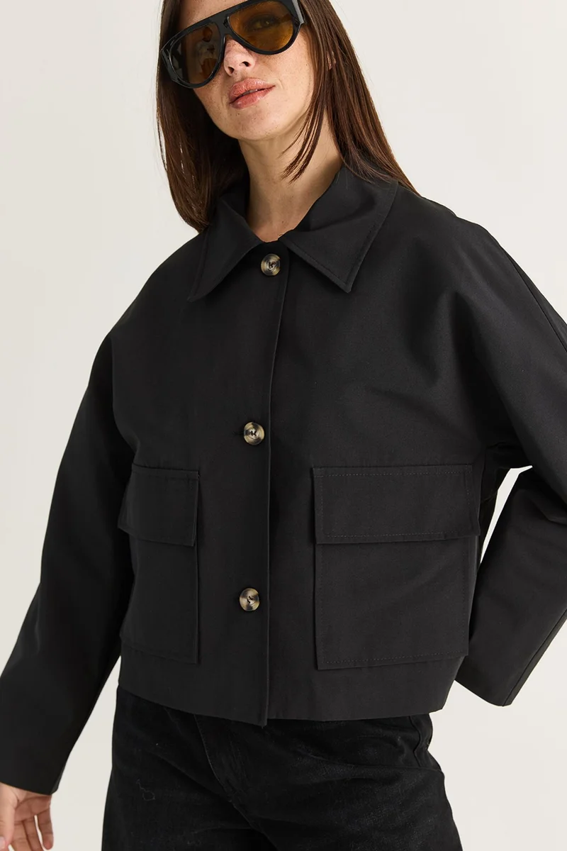 Bianco Lucci Black LUCCI Women's Trench Coat for Women | Best Price UAE