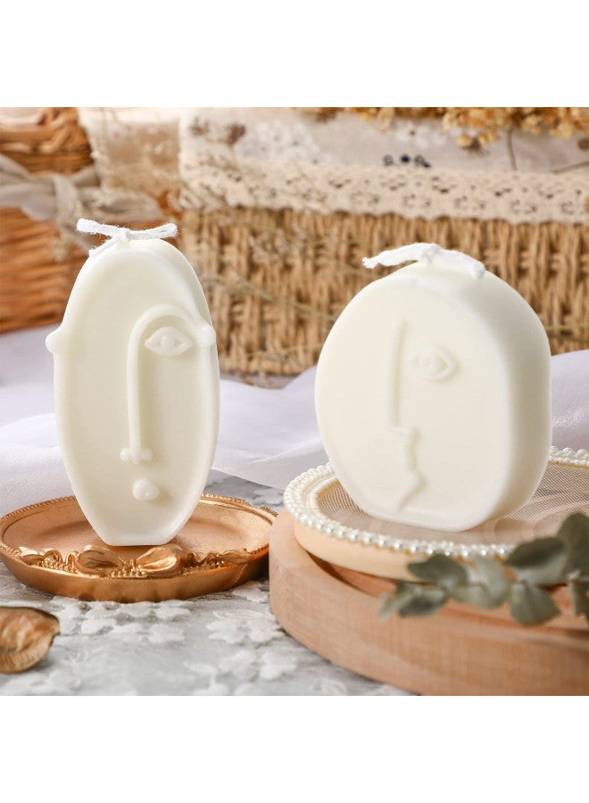 Roowest 2 Pcs Shaped Candles Cool Candles Aesthetic Weird Face Geometric White Decorative Candles Sculpture Scented Soy Wax Fun Modern Trendy Candles for Bedroom Bathroom Shelf Decor(Cute Style) - Image 3