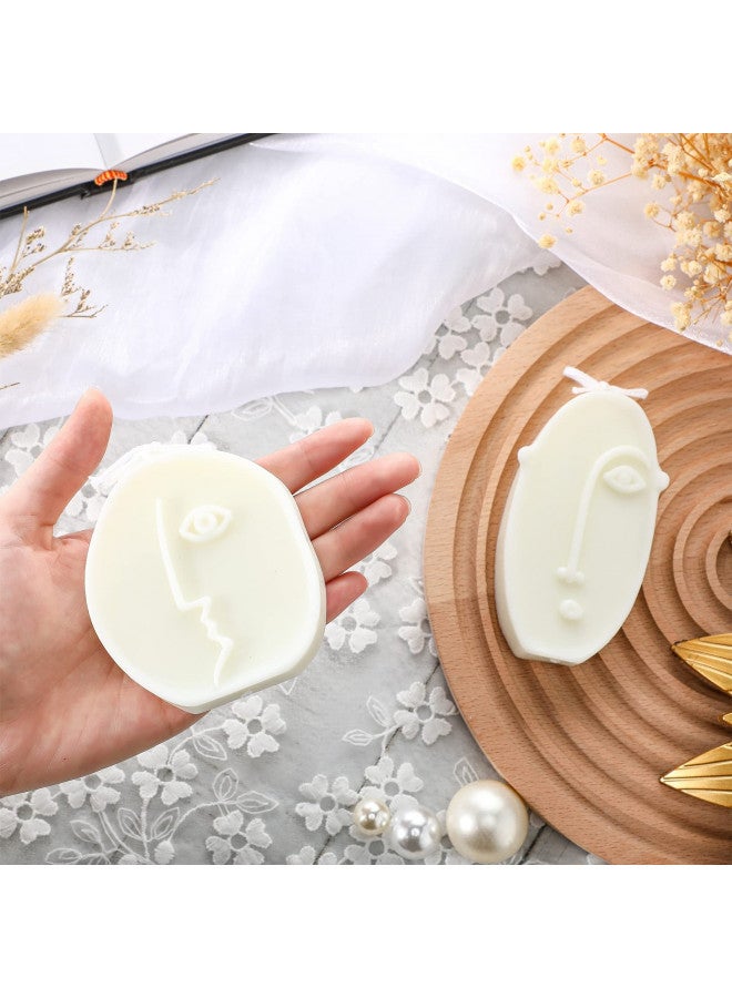 Roowest 2 Pcs Shaped Candles Cool Candles Aesthetic Weird Face Geometric White Decorative Candles Sculpture Scented Soy Wax Fun Modern Trendy Candles for Bedroom Bathroom Shelf Decor(Cute Style) - Image 4