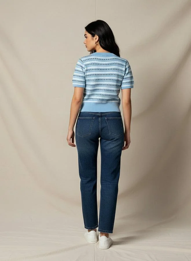 Lee Cooper BLUE Lee Cooper Regular Fit Cardigan with Stripes for Women | Best Price UAE
