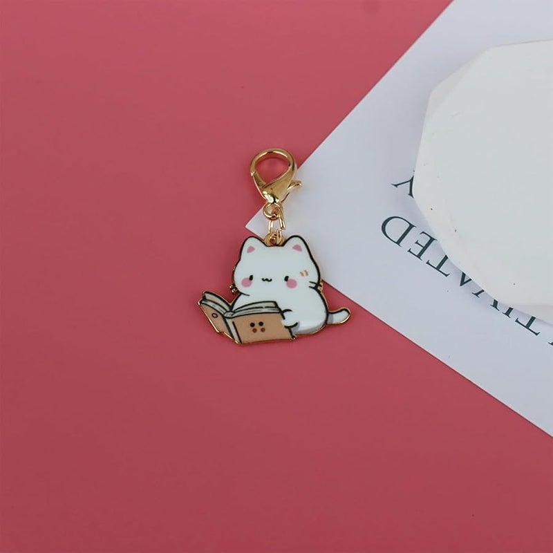 7 Pcs Women Girls Keychain Cute Cat Key Chain Small Bag Charm Metal Keychains Pendant Kawaii Mini Keychain - Image 4