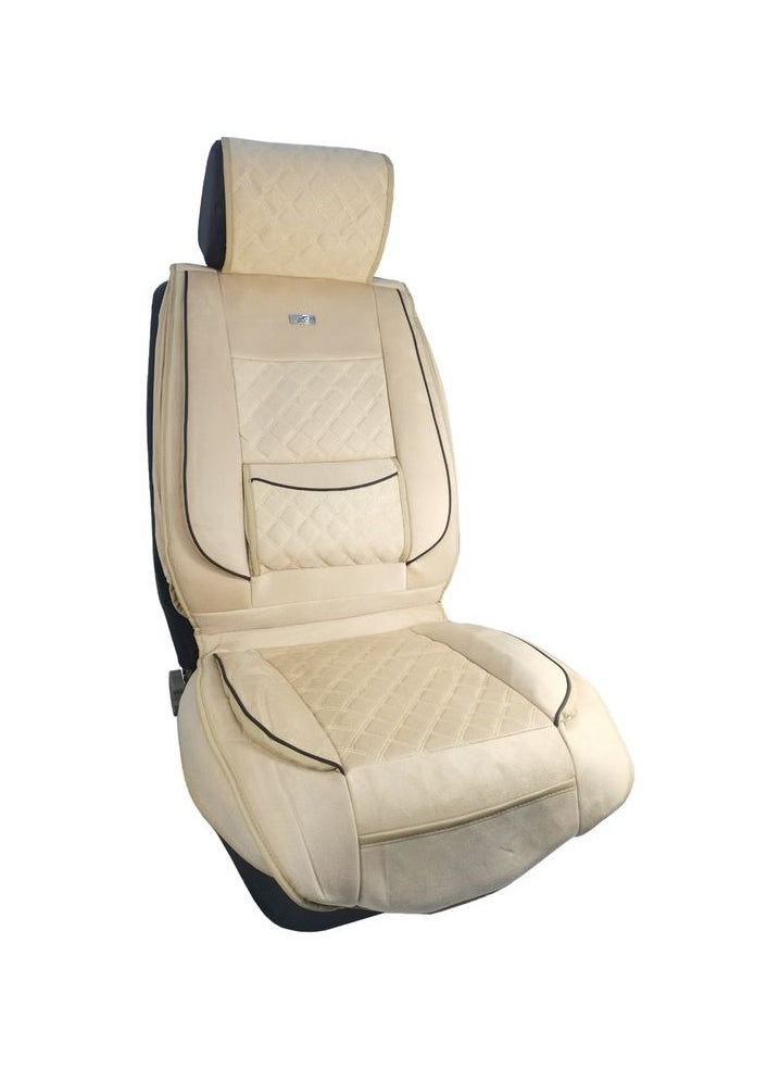 3XR - 2 Pcs Set Seat Cushion PU Leather Fabric Mix Material Seat Cover Car Seat Cover Hlgh QuaIity, Beige 3XR - Image 1