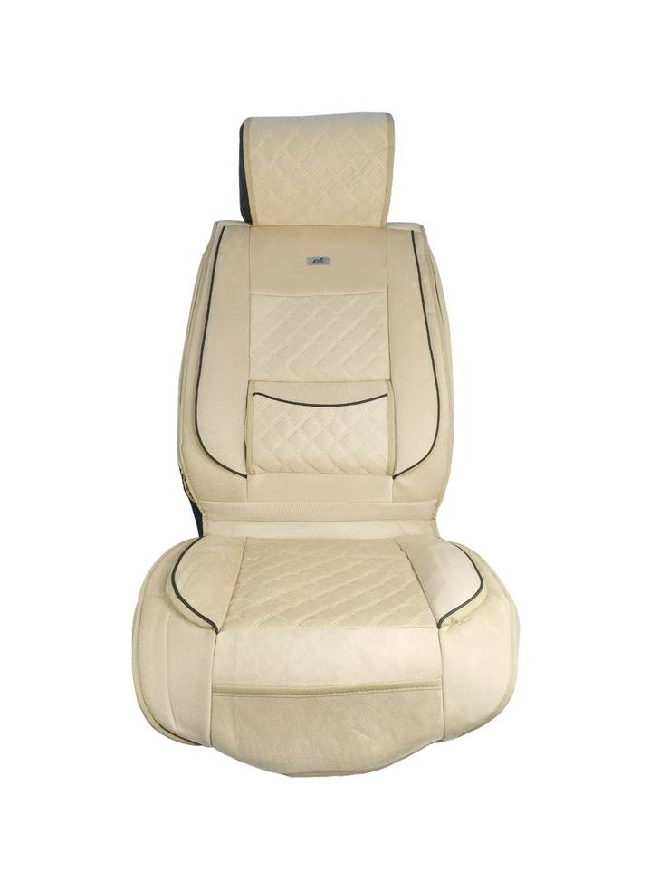 3XR - 2 Pcs Set Seat Cushion PU Leather Fabric Mix Material Seat Cover Car Seat Cover Hlgh QuaIity, Beige 3XR - Image 1