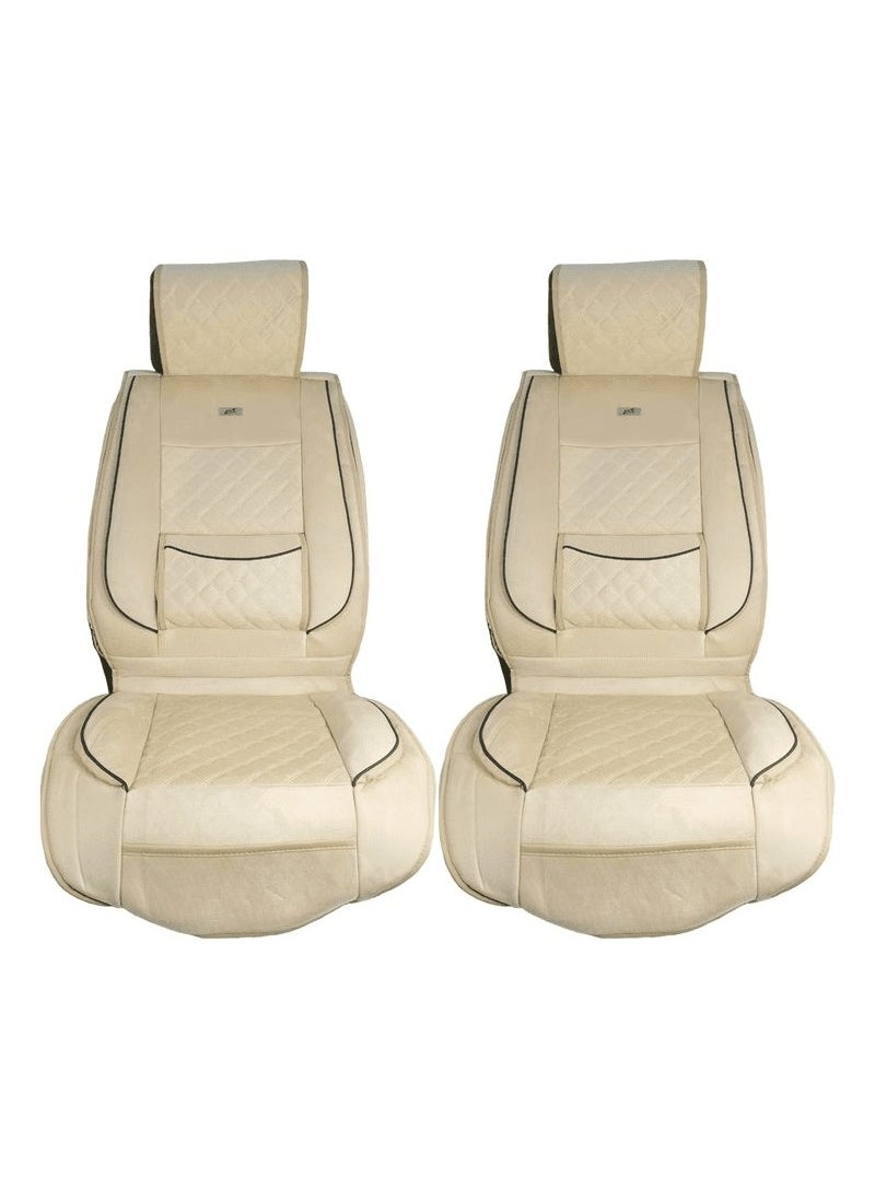 3XR - 2 Pcs Set Seat Cushion PU Leather Fabric Mix Material Seat Cover Car Seat Cover Hlgh QuaIity, Beige 3XR - Image 1