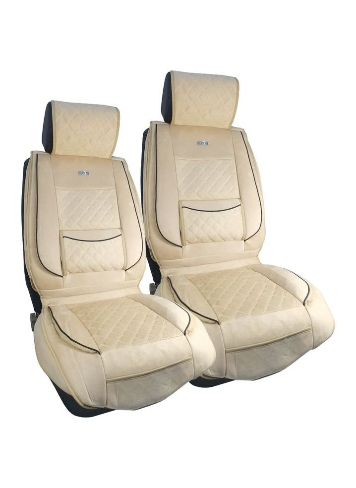 3XR - 2 Pcs Set Seat Cushion PU Leather Fabric Mix Material Seat Cover Car Seat Cover Hlgh QuaIity, Beige 3XR - Image 1