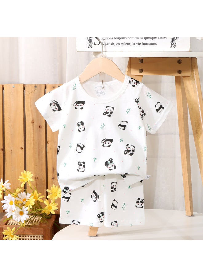 Children's Short-sleeved Suit Summer Pure Cotton Baby Shorts Pajamas Baby Thin Clothes For Boys And Girls Home Clothes Children's Clothing