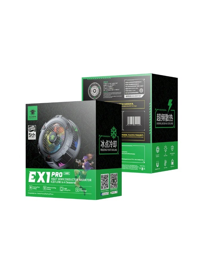 Plextone EX1 Pro Cooling Fan with RGB Lighting Portable Cooler for Mobile Phones and iPads with Semiconductor for Gaming Phone Cooling 15W with 2 Different Speeds Extreme Cooling Mode Normal Cooling Mode - Image 2