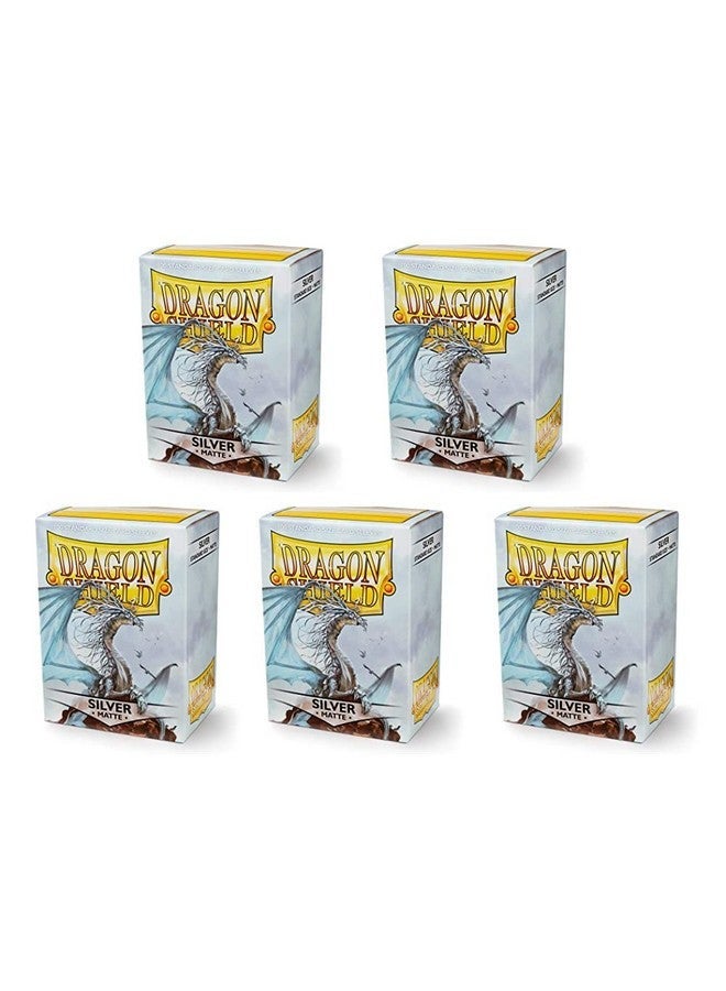 dragon shield 5 Packs Dragon Shield Matte Silver Standard Size 100 ct Card Sleeves Value Bundle! - Image 1