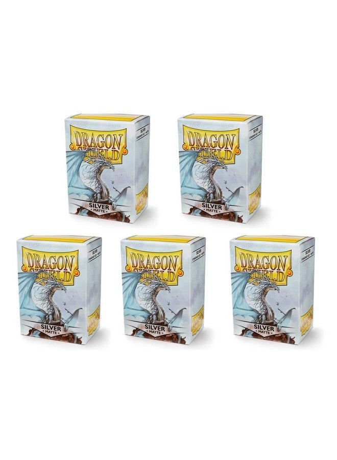 dragon shield 5 Packs Dragon Shield Matte Silver Standard Size 100 ct Card Sleeves Value Bundle! - Image 2