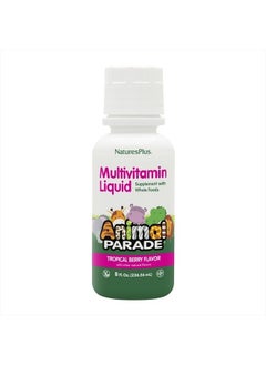 NaturesPlus Animal Parade Children's Liquid Multivitamin - Tropical Berry Flavor - 8 fl oz - Whole Food Supplement - Vegetarian, Gluten Free - 16 Servings