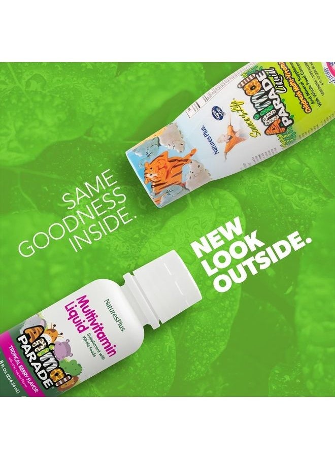 Nature's Plus - NaturesPlus Animal Parade Children's Liquid Multivitamin - Tropical Berry Flavor - 8 fl oz - Whole Food Supplement - Vegetarian, Gluten Free - 16 Servings - Image 1