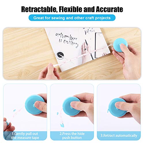 BUSHIBU Tape Measure Body Measuring Tape, Retractable 60 Inch Soft Mini Measuring Tape, Small Sewing Fabric Tape Measurer for Cloth Waist Medical Nursing Craft(3 Pack/Pink Purple Sky Blue) - Image 4