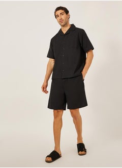 Styli Plain Linen Blend Relaxed Fit Shirt and Shorts Co-Ords  - Image 1