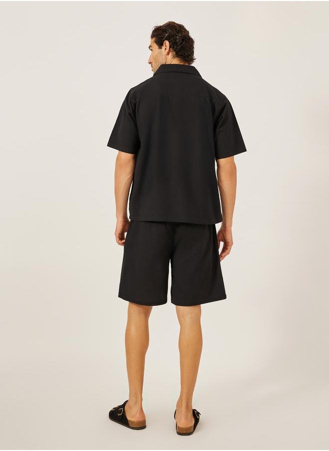 Styli Plain Linen Blend Relaxed Fit Shirt and Shorts Co-Ords  - Image 4