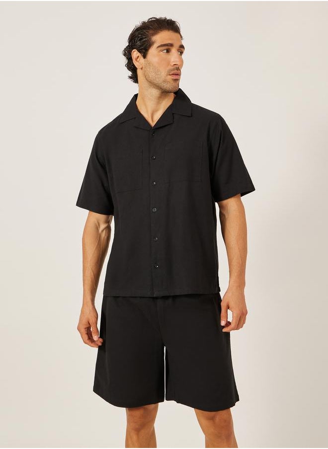 Styli Plain Linen Blend Relaxed Fit Shirt and Shorts Co-Ords  - Image 2
