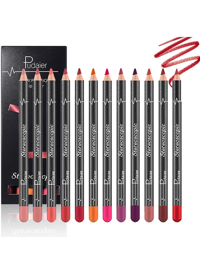 Aseawave - Lip Liner Pencil 12 pcs High Pigmented Creamy Matte Lip Liner Set Girls and Women Lipstick Pen Lip Makeup Gift Sets for DailyTravelPartyWork - Image 1