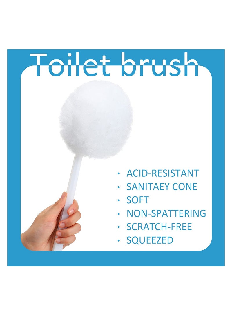 Toilet Bowl Brush, Soft White Toilet Swabs, Disposable Toilet Brush Long Plastic Handled Toilet Bowl Mop with Silk Cotton Brush for Bathroom Toilet Bowl, 38 x 11 CM (12 Pack)