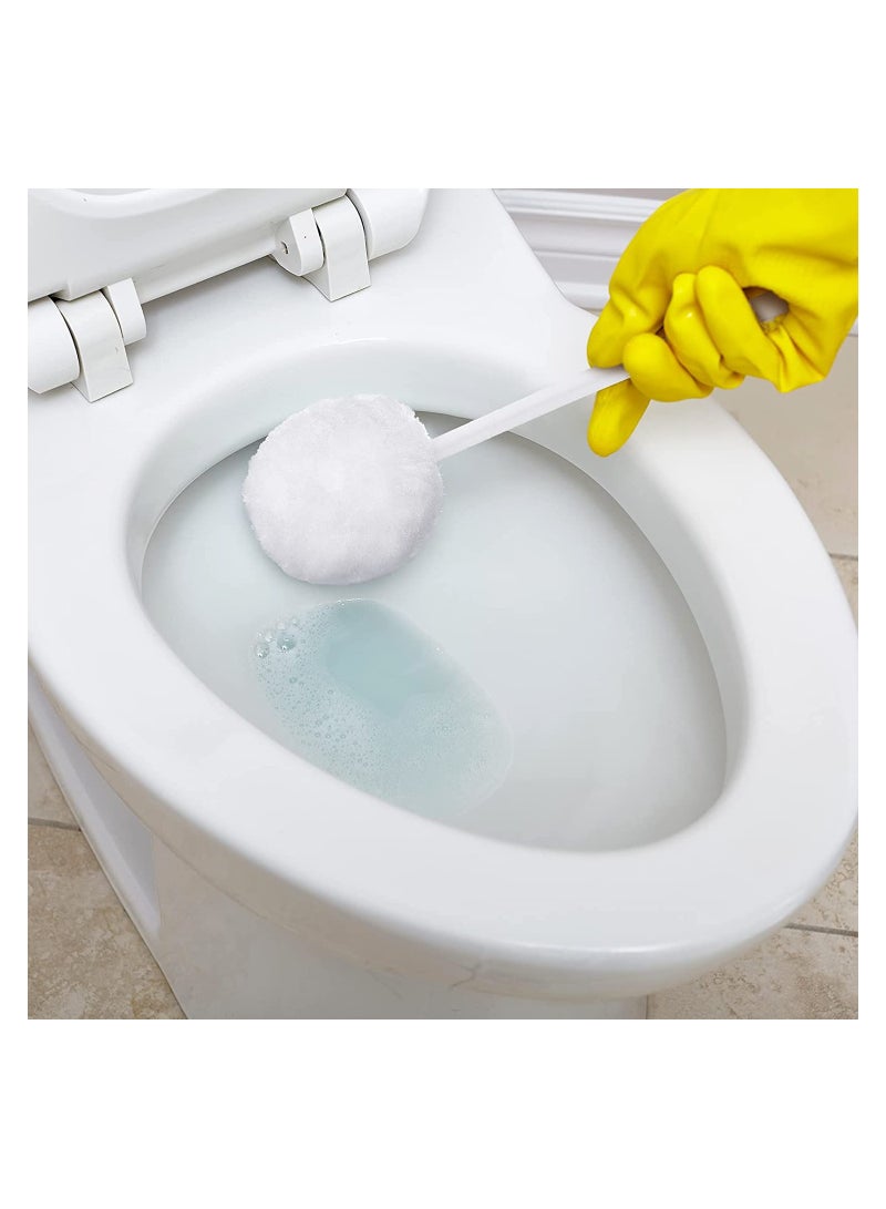 Toilet Bowl Brush, Soft White Toilet Swabs, Disposable Toilet Brush Long Plastic Handled Toilet Bowl Mop with Silk Cotton Brush for Bathroom Toilet Bowl, 38 x 11 CM (12 Pack)