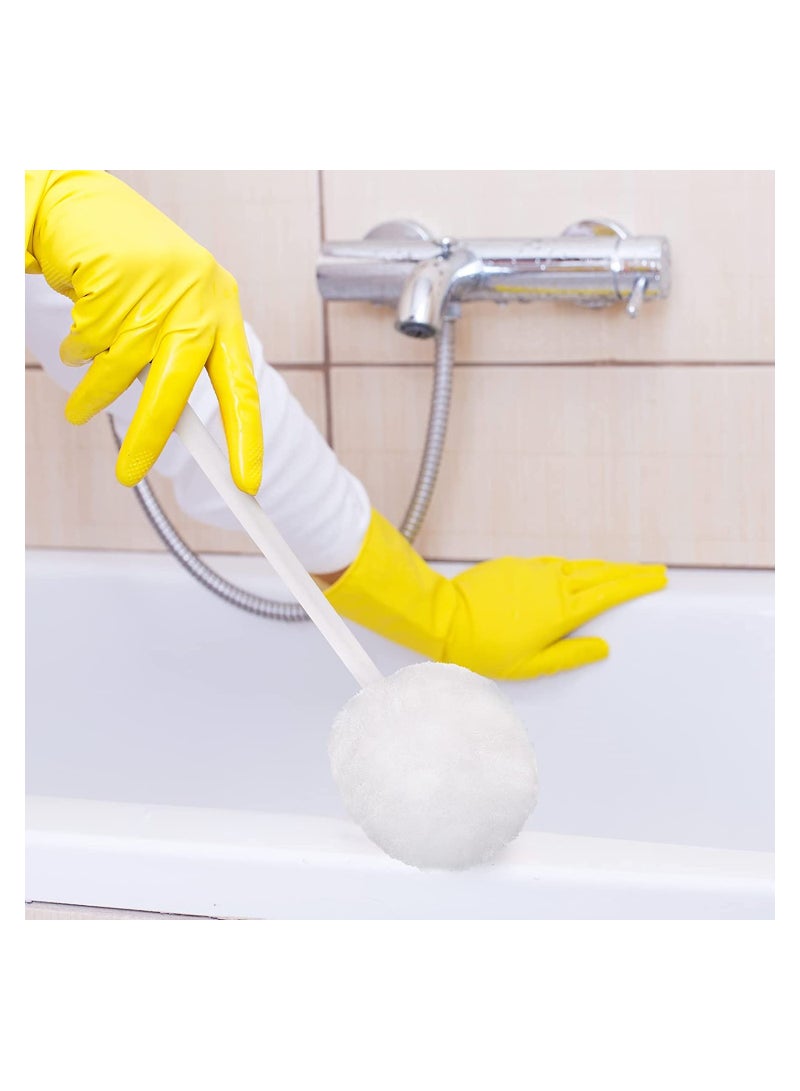 Toilet Bowl Brush, Soft White Toilet Swabs, Disposable Toilet Brush Long Plastic Handled Toilet Bowl Mop with Silk Cotton Brush for Bathroom Toilet Bowl, 38 x 11 CM (12 Pack)