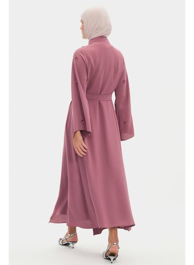 جون عباية مطرزة بخصر برباط وتفاصيل وردية من جونيورز للنساء - Image 4