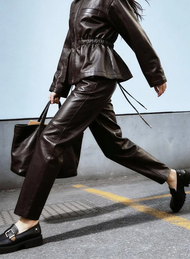 Iconic Iconic Faux Leather Cut and Sew Detail Trousers